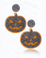 Pumpkin Glitter Earrings-Earrings-Suzie Q USA-Black-thekeepersoflove