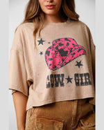 Cowgirl Acid Wash Crop Tee-Tops-Fantastic Fawn-Small-Camel-thekeepersoflove