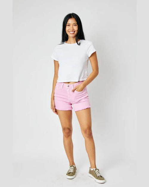 Mid-Rise Dyed Fray Hem Shorts-bottoms-Judy Blue-Small-thekeepersoflove