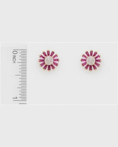 Crystal Flower Stud Earring-Earrings-What's Hot Jewelry-Hot Pink-thekeepersoflove