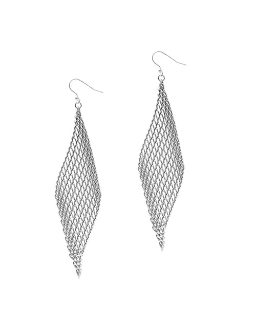 Mesh Diamond Shape Earrings-Earrings-What's Hot Jewelry-Silver-thekeepersoflove