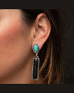 Black Bar Turquoise Earrings-Earrings-West & Co-thekeepersoflove