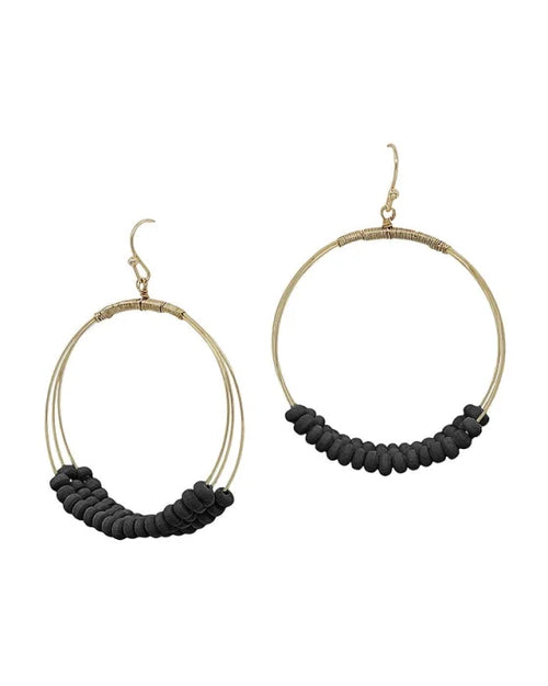 Layered Beaded Hoop Earrings-Earrings-What's Hot Jewelry-Black-thekeepersoflove