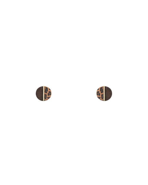 Animal Print Wood Stud Earrings-Apparel & Accessories-Fouray Fashion-Leopard Brown-thekeepersoflove