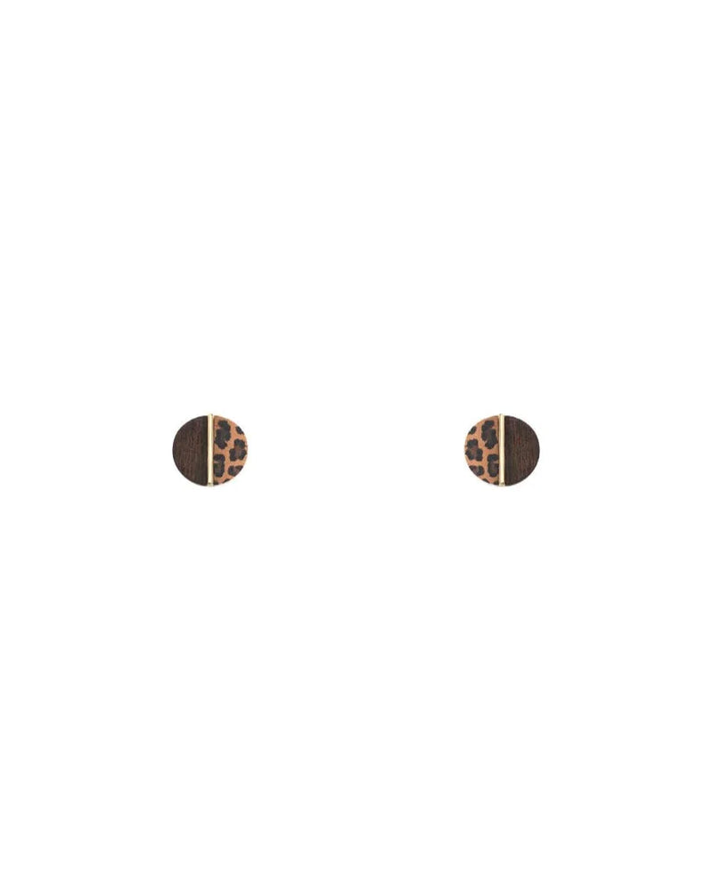 Animal Print Wood Stud Earrings-Apparel & Accessories-Fouray Fashion-Leopard Brown-thekeepersoflove