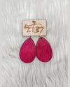 Cowhide Teardrop Earrings-Earrings-Keep it Gypsy-Magenta-thekeepersoflove