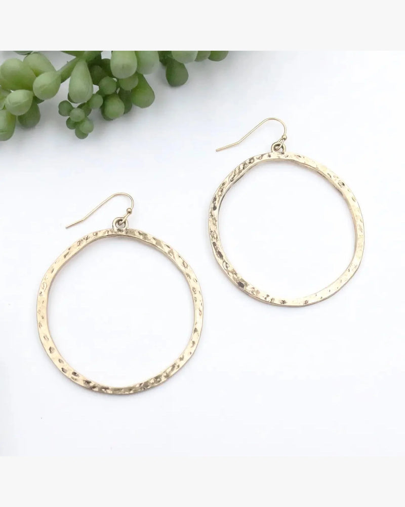 Burnished Open Circle Earring-Earrings-West & Co-Gold-thekeepersoflove