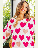 Hearts and Pearls Sweater-Sweaters-BiBi-Small-Fuchsia/Blush Multi-thekeepersoflove