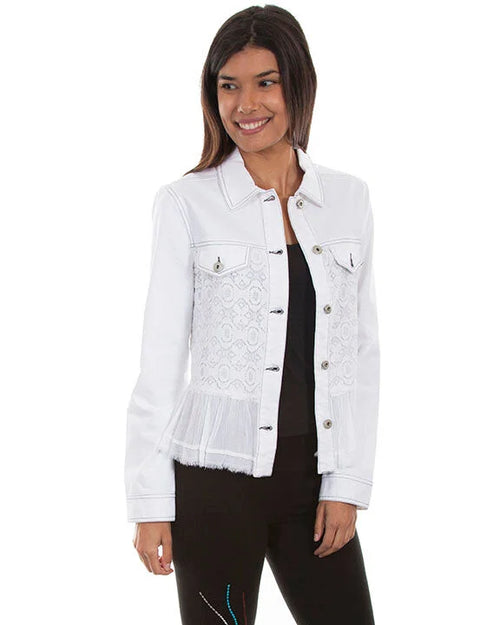 Georgette Ruffle Jacket-Jackets-Scully-White-Small-thekeepersoflove