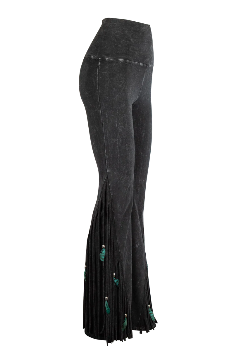 Distressed Flared Fringed Pants-Pants-Pat Dahnke-Small-Black-thekeepersoflove